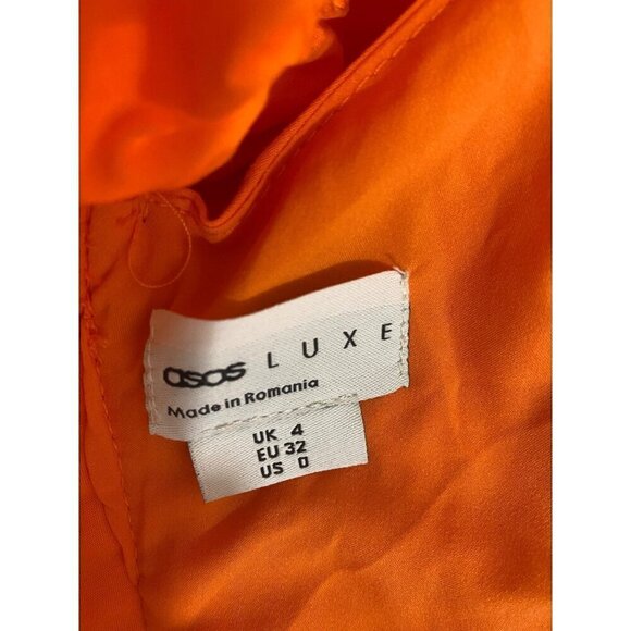 Asos Luxe Women's Orange Wrap Crop Top Puff Sleeves - 0 - Picture 8 of 11